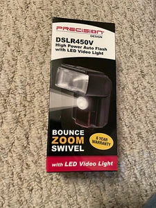 Precision Design DSLR450V High Power Auto Flash with LED Video Light. NIB! - Picture 1 of 5