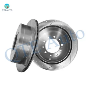 Rear 345mm Drilled Slotted Brake Disc Rotors For 2008-2022 Toyota Sequoia - Picture 1 of 7