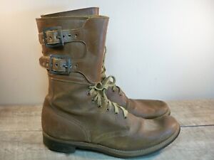Vintage WW2 WWII US Army Double Buckle Service Combat Men's Leather Boots 10.5