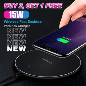 Wireless Fast Charger 15W Charging Pad Dock for Samsung iPhone Android CellPhone - Picture 1 of 8