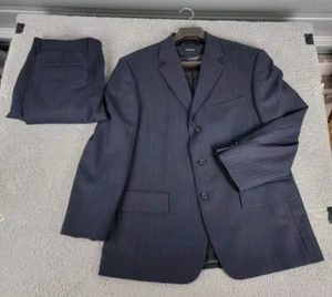 Nautica Suit Mens 42S Navy Blue Pinstripe 3 Button Blazer Wool Dress Pants 34X26 - Picture 1 of 23