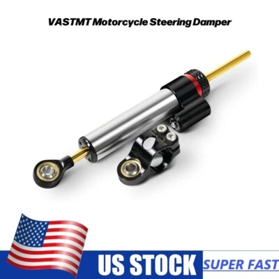Amortiguador estabilizador de dirección enchapado en aluminio para Honda Ducati Kawasaki Yamaha Foto 1 de 4