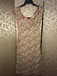 Betsey Johnson Vintage Y2K Red Blue Multi-Color Roses Midi Dress Size Medium M - Picture 1 of 5