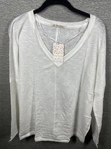 NEW Free People Women’s On My Mind V-Neck Long Sleeve Shirt White Size XS - Picture 1 of 11