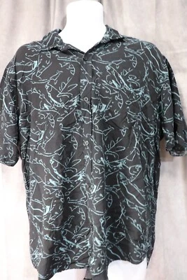 LuLaRoe Men's Black Short Sleeve Button Up Shirt Fish Pattern AOP Size XL - Image 1 of 4