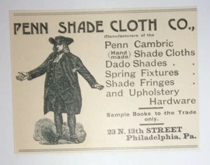 1891 Penn Shade Cloth Co. Werbung Philadelphia, PA - Bild 1 von 1