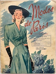 Modes de Paris n° 33 du 16 Mai 1947 ancienne revue couture mode pour femme - Imagen 1 de 3