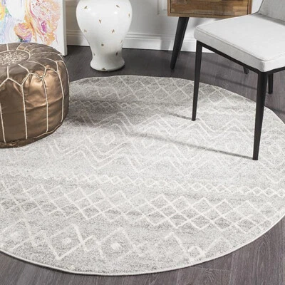 HARBOR GREY IVORY BOHO TRIBAL MOROCCAN MODERN FLOOR ROUND RUG - 3 Sizes **NEW** - image 1 of 4