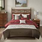 BEAUTIFUL CHIC RED BROWN IVORY WHITE SILK BEIGE LEAF COTTAGE SHEEN COMFORTER SET