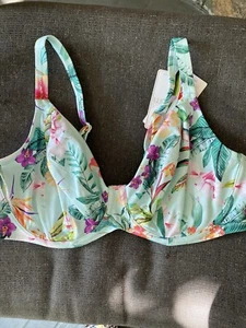 BNWT Elomi Swim Sunshine Cove Bikini Top ES801802AQA Size 40F UK Aqua - Picture 1 of 6
