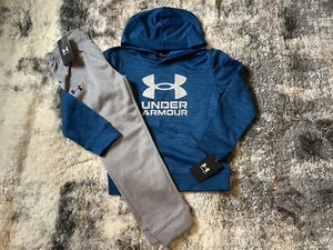 Boys Under Armour blue hoodie & gray joggers Outfit  size 7 NWT - Picture 1 of 4