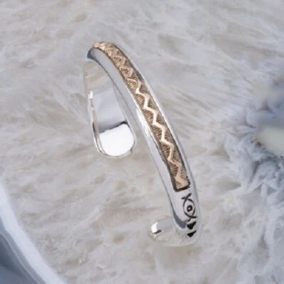 Brazalete brazalete de plata esterlina 925 de dos tonos con aspecto Art Deco para hombre Foto 1 de 3