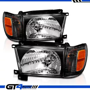 Juego de faros de repuesto negros + bombilla luces de esquina para Toyota 4Runner 1996-1998 - Imagen 1 de 4