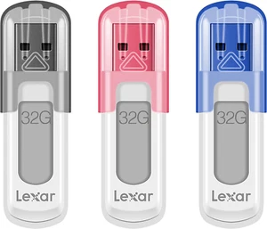 Lexar Jumpdrive V100 32GB USB 3.0 Flash Drive, 3-Pack Gray, Pink, Blue (LJDV1000 - Picture 1 of 12