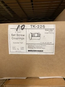 NEW BOX OF 10 MidlLandRoss. TK-266 2" EMT FITTING SET SCREW COUPLING New! - Picture 1 of 1