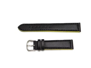 Sport-Taucher Uhrenarmband Nylon Silikon Schwarz / Gelb 18mm Watch Strap NOS! - Bild 1 von 8