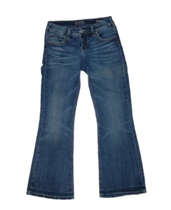 Silver Jeans 26x30 Blue Denim Distressed Embroidered Aiko Stretch Mid Flare Boot - Bild 1 von 10