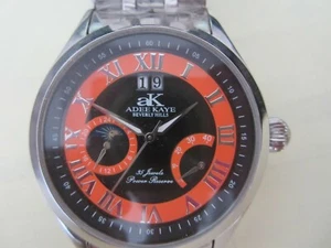 ADEE KAYE MEN'S WATCH AUTOMATIC 35 JEWELS ALL SS ORIGINAL AK2010-MB NEW - Picture 1 of 5