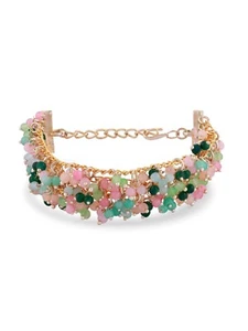 Indian Bollywood Multicolor Multistrand Beaded Cluster Ethnic Bracelet For Women - Picture 1 of 5