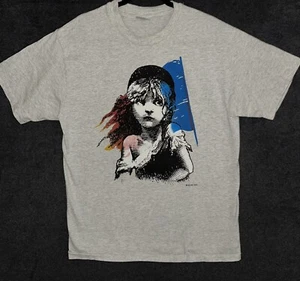 Vintage 1986 Les Miserables Broadway Musical Shirt Double Sided Grey Large - Picture 1 of 6
