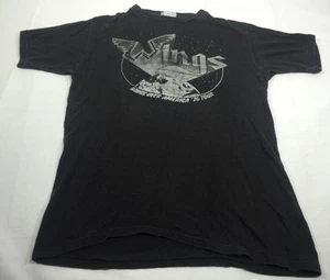 Vintage 1976 Wings Over America '76 Tour Shirt Rare Paul McCartney Black - Large - Picture 1 of 11