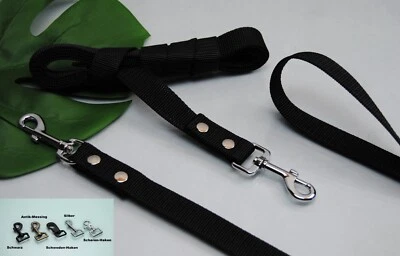 BULLYZEI Leine Nylon 25mm SCHWARZ Schleppleine Führleine Boxer Retriever Bulldogge Husky