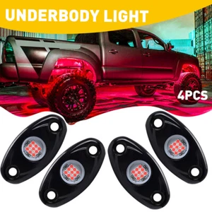 4 Pods Red LED Rock Lights For Jeep Off-Road Truck UTV ATV Underbody Wheel Light - Picture 1 of 11