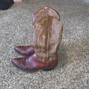 Justin 8301 Iguana Teju Lizard Exotic Leather Peanut Western Cowboy Boots 9.5 D - Picture 1 of 11