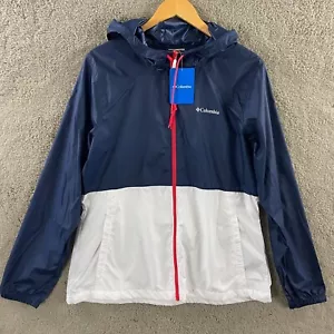 Columbia Center Ridge Windbreaker Jacket Women Large Blue Full Zip Up Hooded NWT - Picture 1 of 11