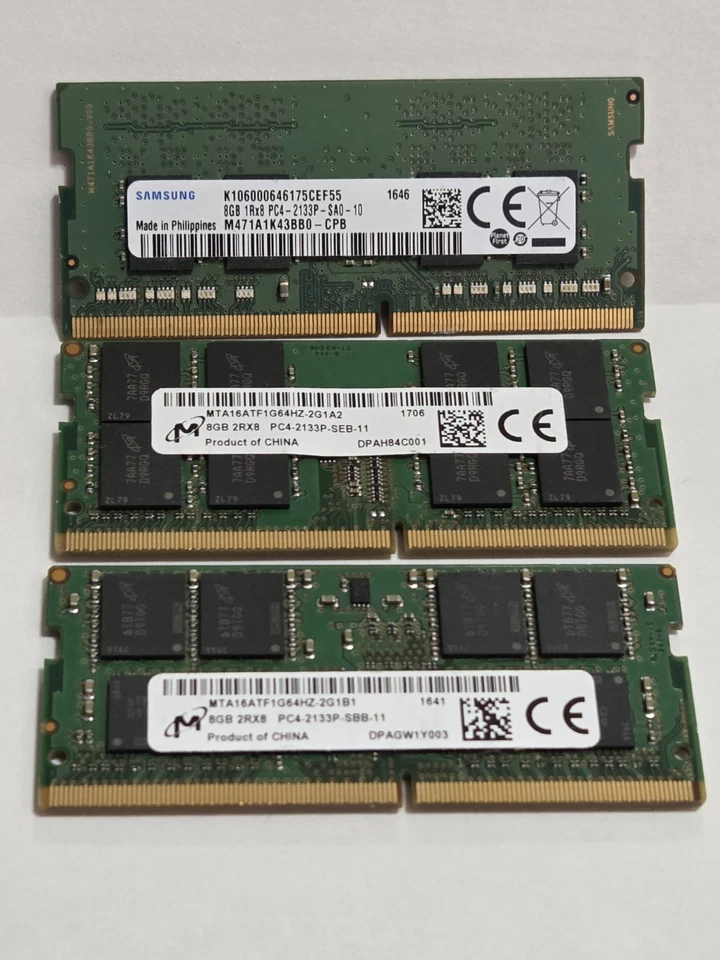 Mixed Ram 24GB  (8gb X 3) 1Rx PC4-2133P  MHz 1.2V Laptop Memory - Image 1 of 2