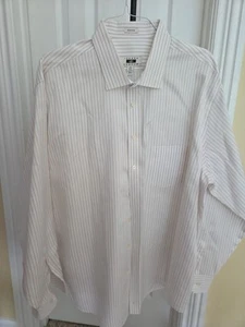 Camisa de vestir Joseph Abboud para hombre beige cuello a rayas manga 20 36/37 alto - Imagen 1 de 8