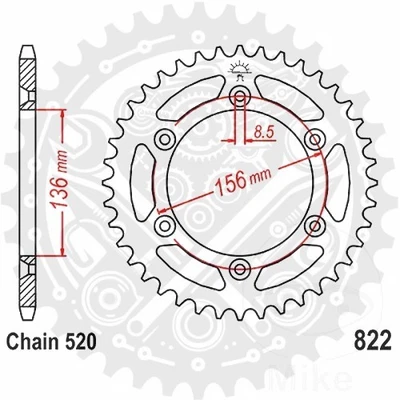 Piñón trasero JT 52/520 apto para Husqvarna TE 570 2001 Foto 1 de 4