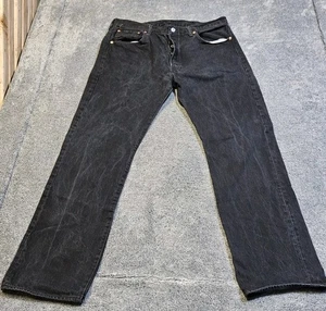 Jeans Levis 501 uomo 38x32 (36x31) nero bottoni mosca pantaloni denim lavaggio scuro BELLI! - Foto 1 di 11