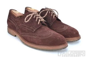 BRUNELLO CUCINELLI Solid Brown Suede Mens Wingtip Dress Shoes - EU 44 / US 11 - Picture 1 of 10