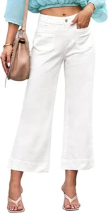 Wide Leg Jeans für Damen Trendige High Waist Schlagjeans Cropped Denim Hose - Bild 1 von 11