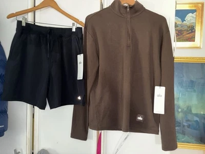 Conjunto de entrenamiento Alo para hombre marrón/negro combo (chaqueta con cremallera 1/4 + pantalones cortos) Foto 1 de 2