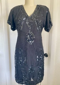 Vtg Sweelo Dress Size S Silk Beaded Open Back 80s 90s Evening Cocktail - Picture 1 of 6