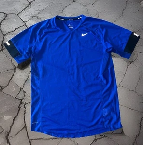 Nike Speed Dri Fit Blue S/S Reflective Running T Shirt Mens Sz L 519773-489 EUC - Picture 1 of 12