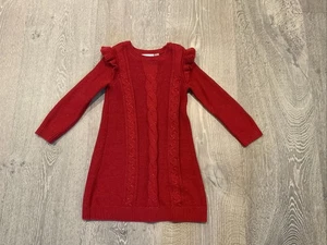 The Children's Place Girls Red Glitter Sweater Dress Size 5T Cable Knit - Picture 1 of 12