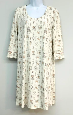 SOMA S Cool Nightgown Sleepshirt Long Sleeves Soft Stretchy Bow Gift Box Pattern - Image 1 of 4