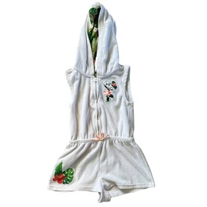 Disney Minnie Mouse One Piece Terry Cloth Romper Zip Front Beach Coverup Size 5 - Picture 1 of 9