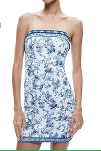 Alice + Olivia Kelly Square Bust Floral Blue White Mini Dress NWT Sz 4 - Picture 1 of 11