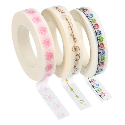 3pcs 8mmx10m Washi Tape Masking Sticker, Arrow, Heart, Paws - image 1 of 4