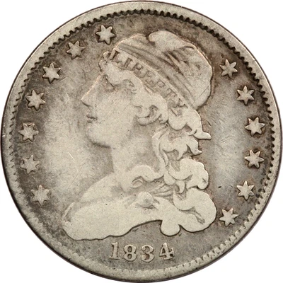 1834 Capped Bust Quarter 25C, Fine F+ - Image 1 of 2
