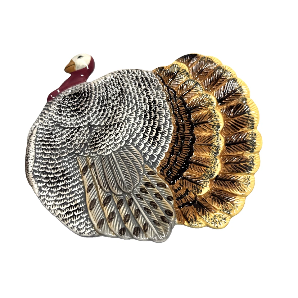 *Placa de pared/plato de bocadillo de cerámica de pavo de colección vacaciones de acción de gracias Foto 1 de 4