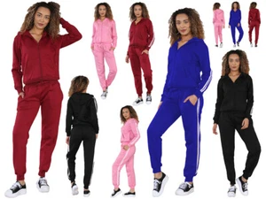 Damen Damen Seitenstreifen Trainingsanzüge Reißverschluss Hoodie Sport Freizeitkleidung Set UK Größe - Bild 1 von 47