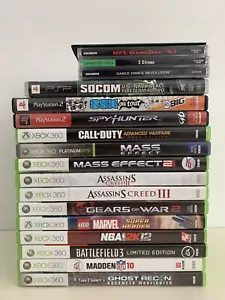 18 Game Lot XBOX 360 PS2 PlayStation PSP PC Mass Effect CoD Marvel MTG DDR NBA - Picture 1 of 19