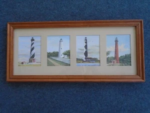 D. L. Christianson Framed Art 4 Lighthouses With Frame 21" X 10" - Picture 1 of 3