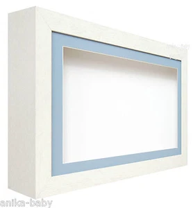 New Large Deep Shadow White / Blue Box Display Frame for Baby Boy Casts, Medals - Picture 1 of 1