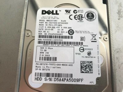 Dell 73 GB,Internal,15000 RPM,2.5" (R727K) Hard Drive - Image 1 of 2